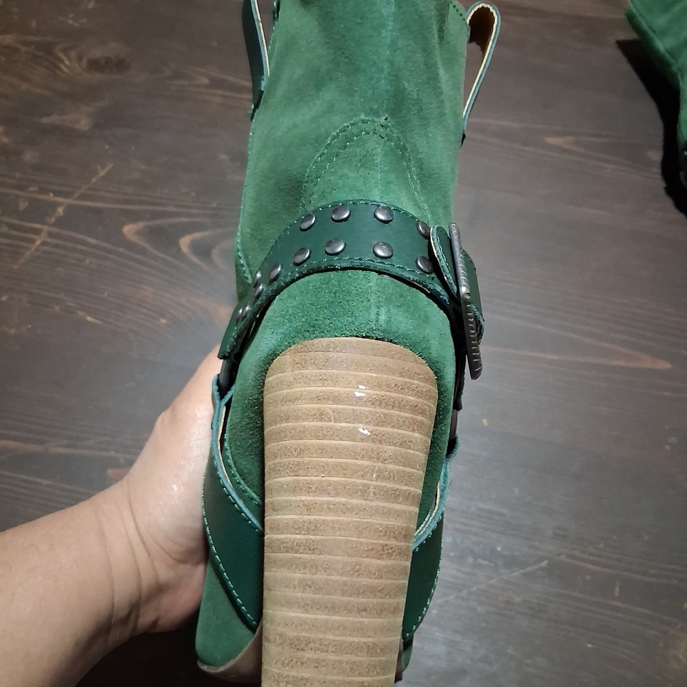 Dingo Green Suede Heeled Boots - Picture 6 of 12